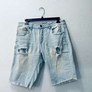 Black Brand Light Blue Distressed Jean Shorts